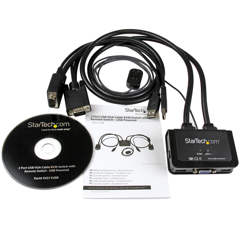 StarTech SV211USB 2 Port USB VGA Cable KVM Switch - USB Powered with Remote Switch